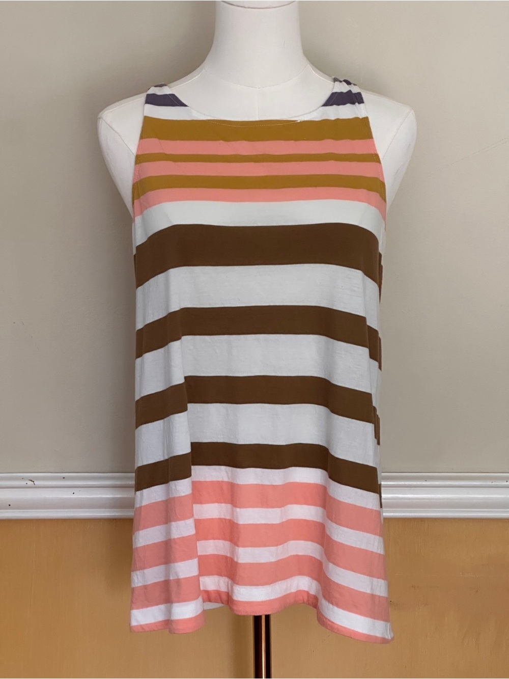 Anthropologie 100% Cotton Striped Tank with Cute Tie Back Detail